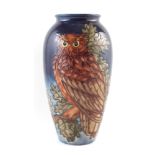 Moorcroft Eagle Owl vase , designed by Sally Tuffin, No.137/500 31.5cm high For a condition report
