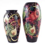 Two Moorcroft Queens Choice pattern vases , designed by Emma Bossons, (2) the tallest marked as a