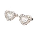 Pair of 14ct white gold heart shaped 'floating' diamond earrings , heart shaped earrings