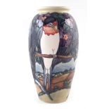Moorcroft vase, decorated with Swallows pattern after Rachel Bishop, No. 370/500 25cm high For a