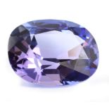 Loose tanzanite , oval cushion shaped mixed cut tanzanite of purple-blue colour, clarity eye