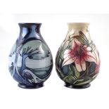Two Moorcroft vases decorated with Knypersley and slowfield patterns, both seconds (2) 18.5cm high
