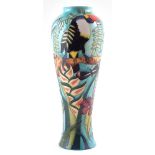 Moorcroft Jaraqui pattern vase, designed by Jeanne McDougall, No. 239/250, marked as a second,