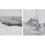 Russell Howarth (1927-), "Orb Mill, Oldham" and "Post Office", both signed, titled on verso,