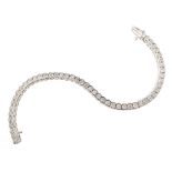 Diamond set 14ct white gold tennis bracelet , comprising 51 brilliant cut diamonds, total diamond