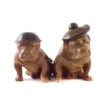 Royal Doulton Tam O'Shanter and Tommy Bulldogs , WW1 era, in drab green, (2) 18cm high For a