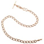 9ct rose gold watch chain , curb link chain with lobster claw fastening and t-bar, all components