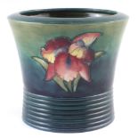 Moorcroft jardinière , decorated with orchid pattern 19cm high For a condition report please visit