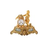 A 19th century gilded bronze mantle clock Henri Marc, Paris. The clock is in an ormolu style with