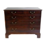 George III mahogany chest of two short and three long drawers, rectangular top with ogee mould, each