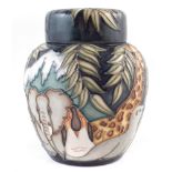 Moorcroft ginger jar, decorated with Noah's Ark pattern after Rachel Bishop M.C.C mark No.355 (2)