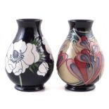 Two small Moorcroft vases , one decorated with bleeding hearts, the other white anemone (2) 13.5cm