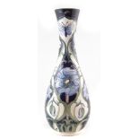 Moorcroft study in blue pattern vase, designed by Rachel Bishop, red dot second mark 42cm high For a