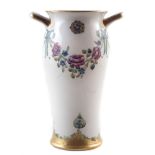 Macintyre Moorcroft twin-handled vase , decorated with rose swags, 25cm high For a condition