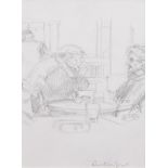 Harry Rutherford (1903-1985), Pub interior with figures, signed, pencil sketch, 17 x 12cm, 6.75 x