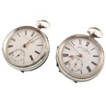 Silver open face pocket watch by J. Renwick, Preston , white enamel dial with Roman numerals and