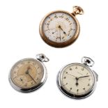 Waltham gold plated open face pocket watch , white and blue enamel dial with Arabic numerals and