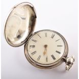 Plain polished silver cased pocket watch , brass fussee movement engraved 'Edward Tomlinson,