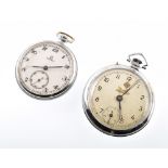 Omega white metal pocket watch , white dial with Arabic numerals and subsidiary seconds dial to 6 '