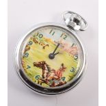 Smiths white metal full hunter braille pocket watch , Arabic numerals and braille indicators,