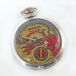 Dan Dare Ingersoll chrome pocket watch , eagle to reverse, full plate steel movement, 'MADE IN GT