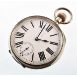 Goliath 8-day pocket watch, white enamel dial with Roman numerals and subsidiary seconds dial to