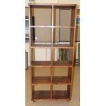 Modern hardwood ten division open storage/display unit, 80cm wide and 186cm tall. Condition