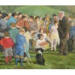 Stephen Wild (1955-), "The Village Pet Show", signed, titled on verso, oil on board, unframed, 29.