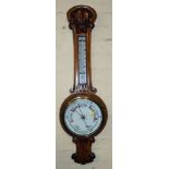 Edwardian aneroid oak framed barometer Condition reports are not available for our Interiors Sales.