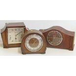 Three mahogany mantel clocks striking on Westminster chimes Condition reports are not available