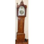 Oak and cross-banded eight-day longcase clock with enamel dial featuring windmill, (Peniston,