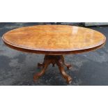 Victorian oval walnut loo table. Condition reports are not available for our Interiors Sales.