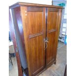 Edwardian mahogany and inlaid two door wardrobe Condition reports are not available for our