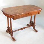 A 19th century burr walnut centre table, fitted with a frieze drawer,