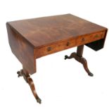 A Regency style rosewood sofa table, fitted with two drawers and two dummy drawers,