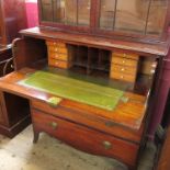 A 19th century mahogany secretaire bookcase, with astragal glazed upper section,