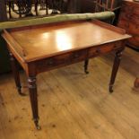 A 19th mahogany washstand, fitted two short drawers, raised on reeded legs,