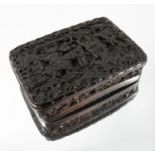 A 19th century carved tortoiseshell box, of curved rectangular form,