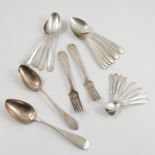 A collection of Danish and other Continental flatware, to include a set of six dessert spoons,