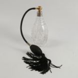 A silver mounted and cut glass perfume atomiser,
