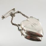 A silver heart shaped vesta case, engraved with initials,