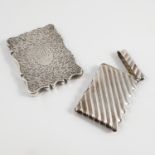A 19th century silver card case, of shaped rectangular form,