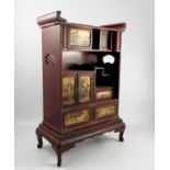 A Japanese miniature shibayama cabinet, the doors decorated with scenes of Japan,