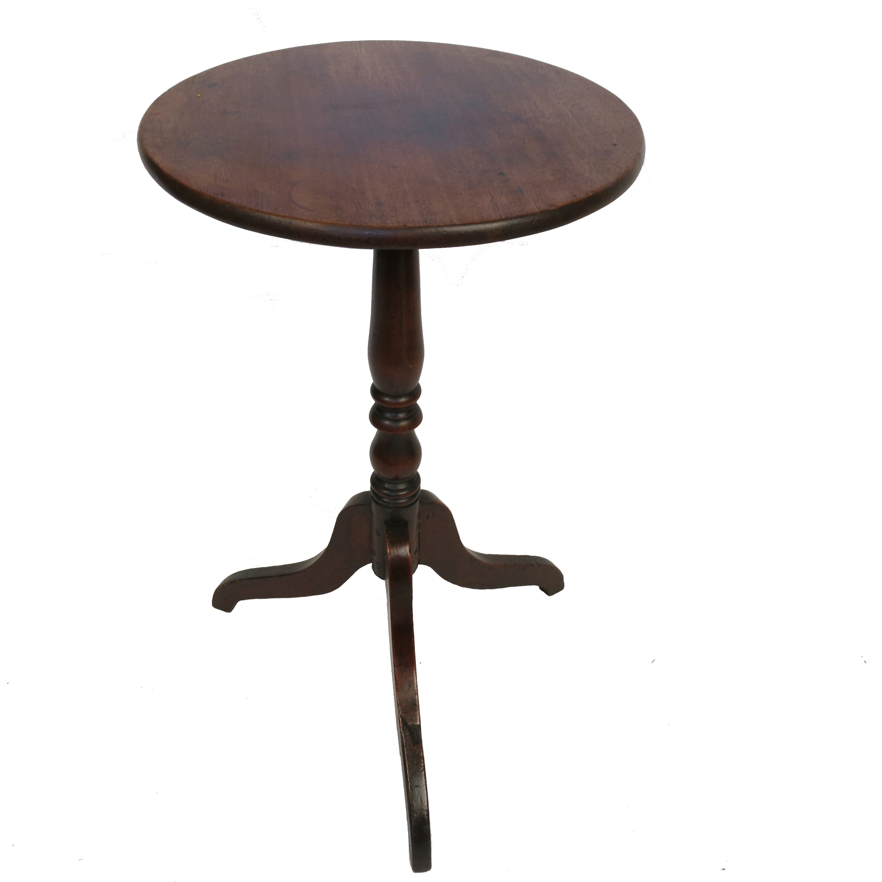 A 19th century mahogany circular occasional table, raised on a turned column with tripod base,