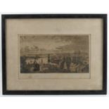 An etching of a harbour scene, depicting tall ships and townscape, signed in pencil Will Pye, 8.