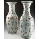 A pair of large Chinese baluster shaped vases,