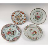 Four 18th century Chinese plates Condition report: Plate decorated with birds badly