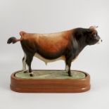 A Royal Worcester limited edition model, Jersey Bull, modelled by Doris Lindner,