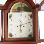 A 19th century mahogany long case clock, with arched enamelled dial,