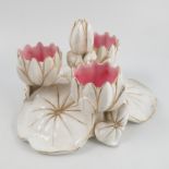 A Royal Worcester porcelain dish, moulded as lily pads and flowers, dated 1891,